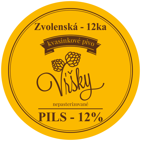 Pivo Vŕšky - Zvolenská 12-ka (Pils) 12° svetlé - etiketa